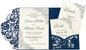 DORIS HOME 50pcs Laser Cut Wedding Invitation Pockets with Envelopes Blue, 5.12" x 7.12"Invitation Cards for Wedding, Anniversary (No Inserts Included)