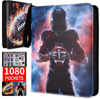 Football Card Binder 1080 Pockets, Ultimate Trading Card Ablums with 60 Page Removable Sleeves to Organize and Protect Your Sports Cards Like a Pro