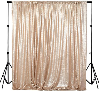 ShinyBeauty Sequence Backdrop Champagne 8FTx10FT Sequin Photo Backdrop Sequin-Backdrop-Curtain Elegant Backdrops 8x10-0827E