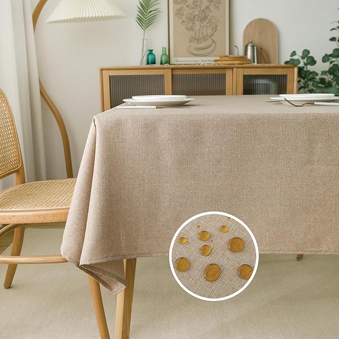 NLMUVW Square Burlap Table Cloth 54 x 54 Inch, Linen Tablecloth Water Resistant Farmhouse Rustic Textured Table Cover for Dining Kitchen Card
