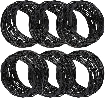 Handmade Round Mesh Black Napkin Rings Holder for Dinning Table Parties Everyday, Set of 12