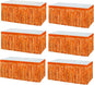 6 Pack 29x108 Inch Orange Metallic Foil Fringe Tinsel Table Skirts Banner for Rectangle Tables Streamer Garland Curtains Backdrop for Wedding, Birthday, Parade Floats, Christmas Party Decoration