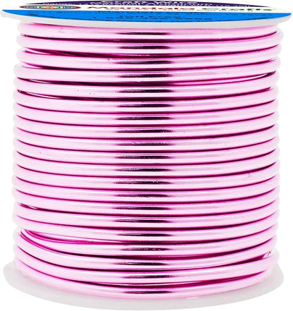 Mandala Crafts 12 Gauge Anodized Aluminum Craft Wire for Jewelry Making - 60 FT Colored Flexible Pink Wire - Bendable for Bonsai Armature Crafting Sculpting