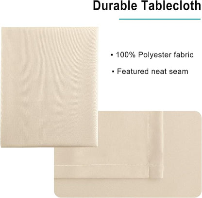 Hiasan Rectangle Tablecloth - Waterproof Washable Fabric Table Cloth for Wedding, Banquet, Gathering and Dining Room, 90 x 156 Inch, Beige