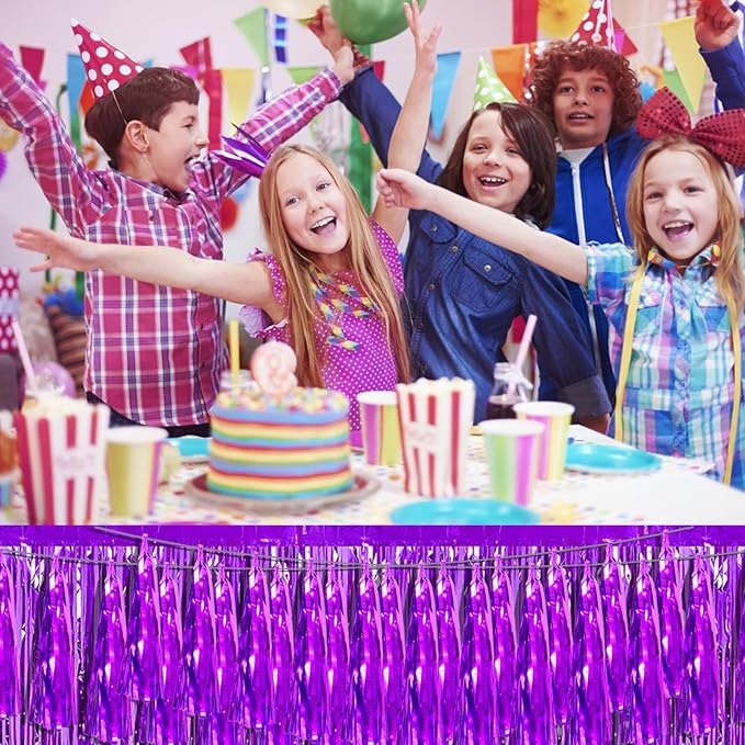 8P Purple Foil Fringe Metallic Tassel Streamers Banner Tassel Garland for Parade Floats, Bachelorette, Wedding, Birthday, Halloween, Christmas, Bridal/Baby Shower Party Decorations