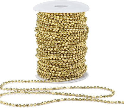 4mm Crafts Faux Pearl Beads Garland Pearl Bead Roll Strand of Pearls to Decorate Floral Centerpieces Wedding Party Favor Christmas Tree(131 Feet Gold)