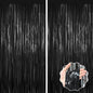 Black Foil Curtain Backdrop,2Pack Black Metallic Tinsel Foil Fringe Curtains Photo Booth Props for Birthday Wedding Engagement Baby Shower Bachelorette Christmas Halloween Disco Party Door Decorations