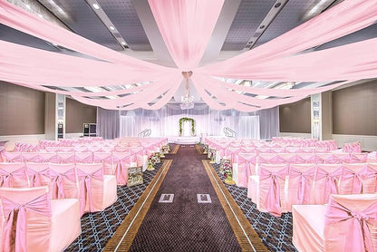 6 Panels Pink Ceiling Drapes for Wedding, 5ftx20ft Ceiling Drapes Cheesecloth Sheer Fabric Curtain Wedding Arch Draping Fabric Romantic Ceilings Decorations for Weddings Party Ceremony Stage
