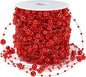JULBEAR Beads Garland Decoration, 1Rolls 131Feet Red Christmas Pearl Strands Chain Bead Garland for Christmas Tree Fireplace Wreath Gift Bouquet Crafts Wrapping Wedding Party Centerpieces Decoration