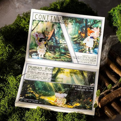 Forest-Themed Seamless Washi Tape Scrapbook Kit – 6 Rolls with Cottage, Waterfall & Fairy Forest Designs for Journaling, DIY Crafts, Gift Wrapping, Card Making and Decoration