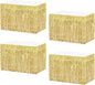 4P Wavy Metallic Tinsel Foil Fringe Table Skirts for Rectangle Tables Backdrop Garland Curtains for Parade Floats Wedding Birthday Parties Decoration Graduation 2025 Christmas (Light Gold)