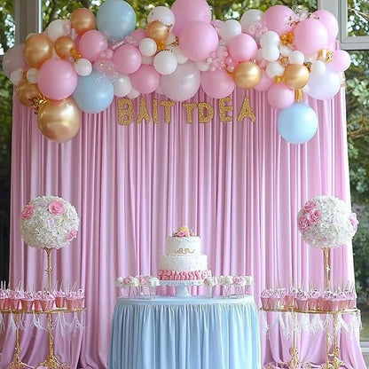 10ftx12ft Wrinkle Free Pink Backdrop Curtain, 2 Panels 12FT Height Pink Wedding Backdrop Drapes, Silky Polyester Back Drop Cloth for Birthday Photography Background Party Backdrop Draping