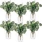 6 Set Centerpiece Table Decorations Mason Jar Table Centerpiece with Flower Mason Jar Wedding Centerpieces Vases Decor for Reception Engagement Party Bridal Shower (Eucalyptus)