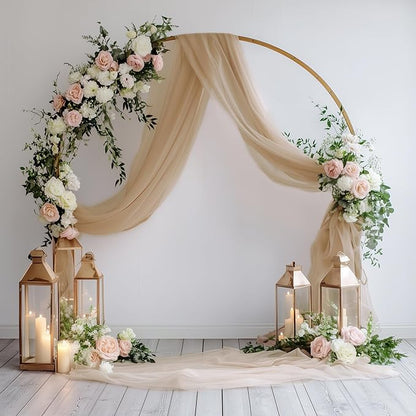 Wedding Arch Draping Fabric 4 Panels 28.7" x 20FT Nude Sheer Chiffon Backdrop Drapes for Wedding Ceremony Birthday Party Bridal Shower Outdoor Decoration