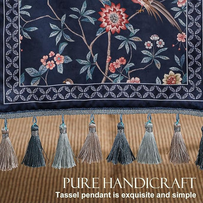 patdrea Vintage Chinoiserie Floral Table Runner Farmhouse for Home Kitchen Dining Decor Parties Family Dinners 12"*87"