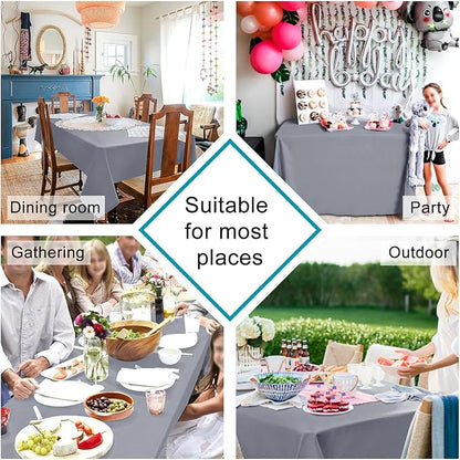 Hiasan Light Gray Rectangle Tablecloth - Waterproof Spillproof and Wrinkle Resistant Washable Polyester Table Cloth for Dining Party, 60 x 102 inch