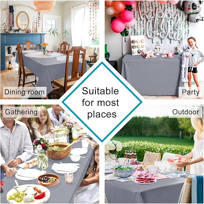 Hiasan Light Gray Rectangle Tablecloth - Waterproof Spillproof and Wrinkle Resistant Washable Polyester Table Cloth for Dining Party, 54 x 80 inch