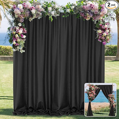 Black Backdrop Curtain for Party, Halloween Backdrop Rod Pocket Photo Drapes Panels Fabric Curtain Backdrop Black Birthday Party Decor for Boys Teens Men,5ft x 7ft, 2 Panels