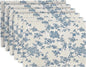 Pastoral Placemats for Dining Table Set of 6, Reversable & Heat-Resistant Non-Slip Place Mats for Kitchen Table Mats 13 x 19 Inch, Floral (Dark Blue)