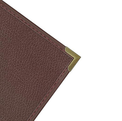 Goodsmart Pajco Style Restaurant Menu Covers – Pack of 10, Side-Loading Menu Holders, Single Stitched Edge, Clear Vinyl Menu Sleeves, Leatherette Trim, Gold Corners, Burgundy, 4 View (8.5" x 14")
