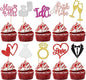 30 PCS He Asked She Said Yes Cupcake Toppers Glitter Engagement Cupcake Toppers Miss to Mrs I Do Love Heart Ring Miss to Mrs Cupcake Picks for Wedding Engagement Party Cake Decorations Supplies Multi