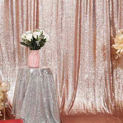 Poise3EHome 6FT x 8FT Sequin Photography Backdrop Curtain for Party Decoration, Rose Gold