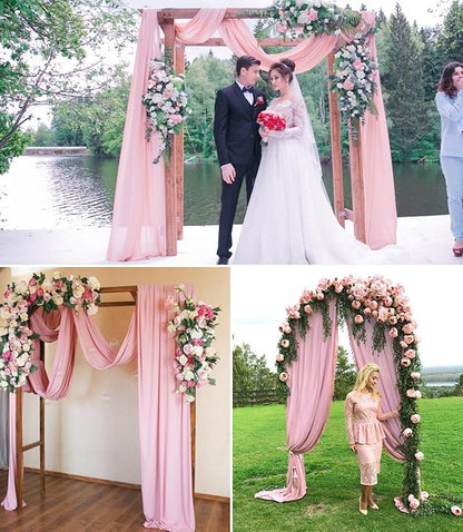 6 Panels Dusty Rose Wedding Arch Drapery 28" x 20Ft Outdoor Curtain Drapes Fabric Chiffon Fabric Drape Backdrop Curtain for Wedding Party Swag Ceremony Birthday Arbor Drapery Reception Ceiling Décor