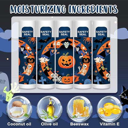 DMSKY 60 Pcs Halloween Lip Balm, Halloween Party Favors Bulk, Halloween Goodie Bags Fillers for Boys Girls