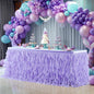 PARTISKY Lavender Purple Tulle Curly Willow Table Skirt for Rectangle Table 14ft, Ruffle Tutu Table Cloth for Girls Boys Baby Shower,Mermaid Birthday Party
