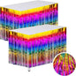 Rainbow Streamers Party Decorations, 2 Packs Gradient Rainbow Table Skirts Metallic Foil Fringe Tinsel for Birthday Unicorn Pride Gay Fiesta Graduation Float Parade Party Supplies - 29x108 Inch