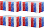 4 Pack 29x108 Inch Metallic Foil Fringe Tinsel Table Skirts for Rectangle Tables Streamer Backdrop for Wedding, Birthday, Parade Floats, Christmas, Halloween Party Decoration(White Blue Red)