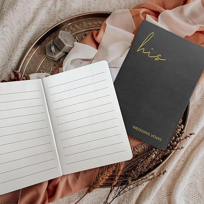 Vow Books His and Hers Wedding Vow Books with Soft Touch Gold Foil Engraving Wedding Essentials Wedding Accessories(XZ-HH-Black)