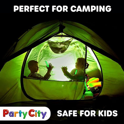 Party City Green Glow Sticks Bulk Pack 6”- 12pk Glow in the Dark Sticks for Kids, Waterproof Camping Survival Ultra Bright Emergency Light Stick with String, Neon Glowsticks Party Supplies Favors