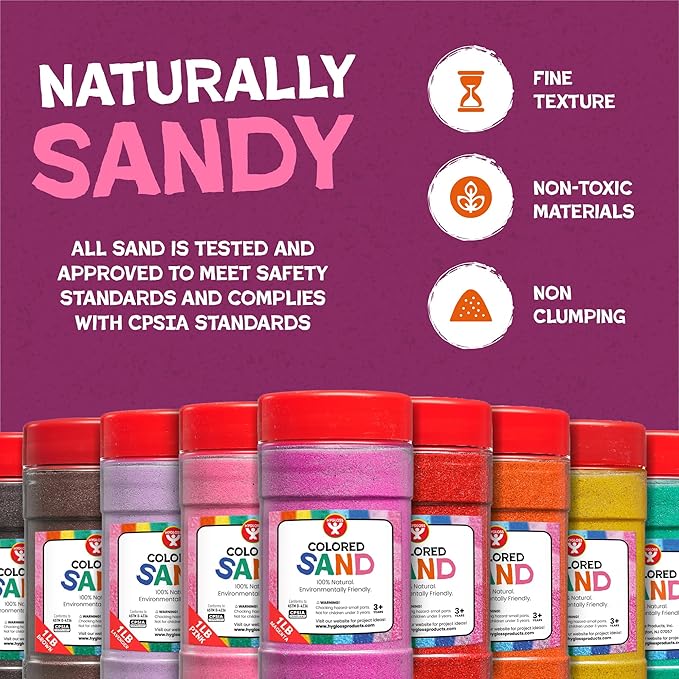 Hygloss Colored Sand for Crafts - 15 lb Bottle, Yellow - Vibrant Colorful Fine Sensory Play Sand Art Kits for Kids - Classroom Activities for Children 3 4 5 6 7 8 9 10 11 12 - Safe for Ages 3+