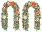Waipfaru 2Pcs Fall Garland Decor, 6.07Ft Eucalyptus Flower for Table, Fall Floral With Terracotta Flowers for Wedding Arch Backdrop Wall Thanksgiving Decorations (Terracotta)