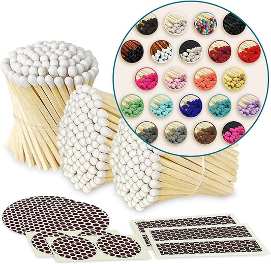 2" Choose Your Colors Safety Matches | Set of 300+ Bulk Artisan Matchsticks with Striker Stickers by Thankful Greetings | Select 3 Colors - 100+ of Each | Custom for Your Home Decor, Gifts, & Events