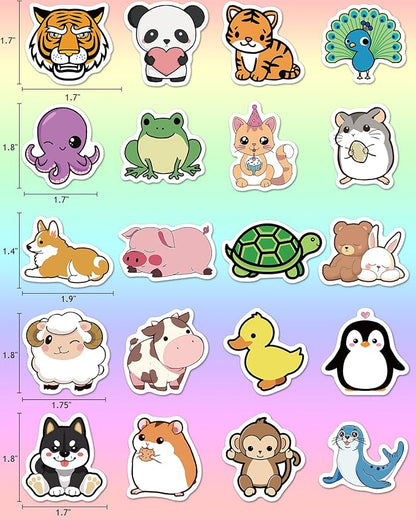 200 Pcs Animal Stickers for Kids, Cute Water Bottle Stickers for Kids Waterproof, Vinyl Laptop Kid Sticker Pack, Kid Classroom Prizes for Elementary Students