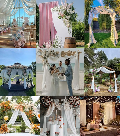 Nude Wedding Arch Draping Fabric 2 Panels 29" x 20 FT Coffee Drapes for Backdrop Sheer Curtains Wedding Drapes for Romantic Bridal Baby Shower Ceremony Birthday Party Fall Outdoor Events