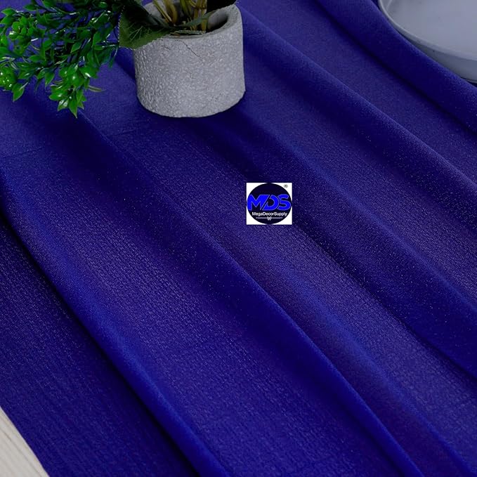 MDS 20 Pack 10ft Chiffon Table Runner 29 x 120 Inches Sheer Wedding Runner Romantic Rustic Table Runner for Wedding Decorations, Birthday Parties, Bridal Shower Party Arch Decor - Royal Blue