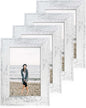 4x6 Picture Frame Set of 4, High Definition Glass Distressed White Frame, 4 x 6 Wood Photo Frames for Tabletop Display and Wall Mounting