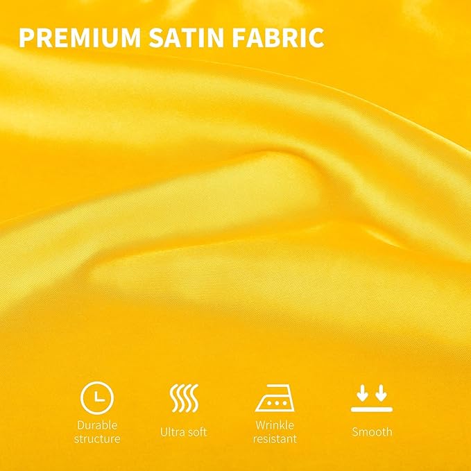 ANECO 16 Pack Square Satin Napkin Bright Silk Table Napkin Soft Smooth Fabric Table Napkin for Wedding Banquet Party Decoration, Yellow, 17 x 17 Inch