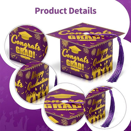 COTOPHER 36 Pack Mini Graduation Cap Gift Boxes, Class of 2025 Graduation Candy Boxes with Tassel, Small Treat Chocolate Box Centerpieces for Tables Party Decorations Graduate Favors Supplies