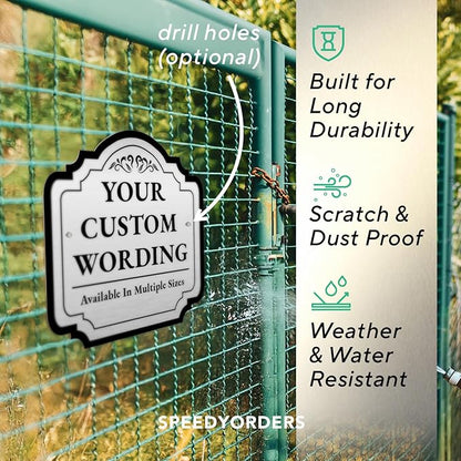 Custom Decorative Outdoor Metal Sign - Personalized Aluminum Driveway Sign, Waterproof, Made In USA - Design 2 Metallic Silver 12x12 In