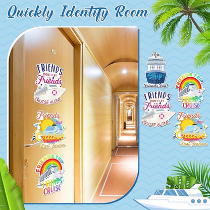Hoteam 4 Pcs Friends Cruise Door Decorations Magnetic Large Friends Cruise Ship Door Magnets Funny Waterproof Ship Anchor Life Preserver Ring Magnets for Carnival Cabin Stateroom Fridge Car