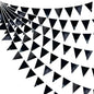 Black Party Decorations Triangle Pennant Banner Flag Black Metallic Fabric Bunting Garland for Graduation Birthday Wedding Engagement Bachelorette Holiday Halloween Celebration Hen Party Supplies