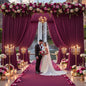 PartyVillage 20ft×15ft Burgundy Backdrop Curtain for Wedding Parties, 4 Panels Wrinkle Free 15 FT Long Polyester Photo Backdrop Drapes Back Drop Cloth for Birthday Photography Background
