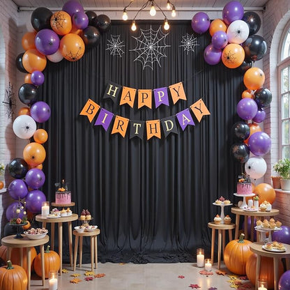 30x12ft Wrinkle Free Black Backdrop Curtain for Wedding Parties, 6 Panels 5×12 ft Long Soft Silky Polyester Fabric Backdrop Drapes Black Photo Back Drop Curtains for Party Photography Background Cloth