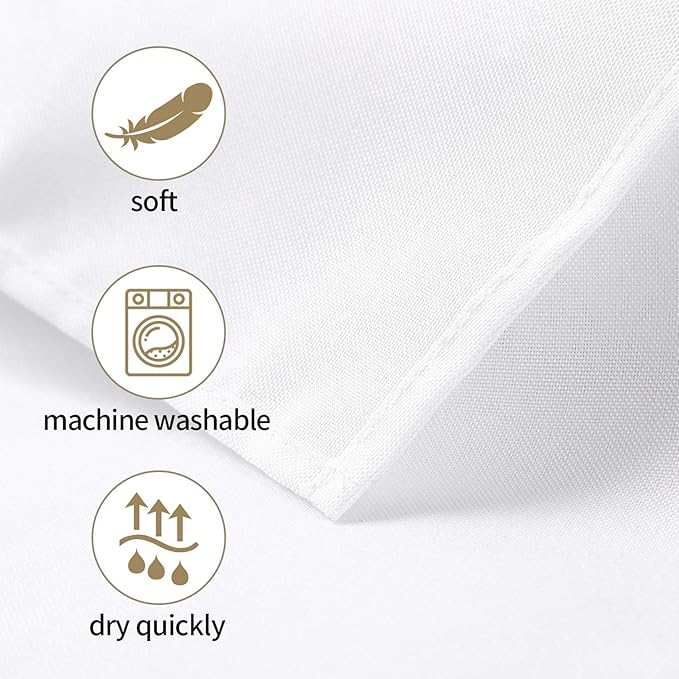 Ascoza 2pack 90x156 Inch White Rectangular Tablecloth 8 Feet Table Cloth in Polyester Fabric for Wedding/Banquet/Restaurant/Parties