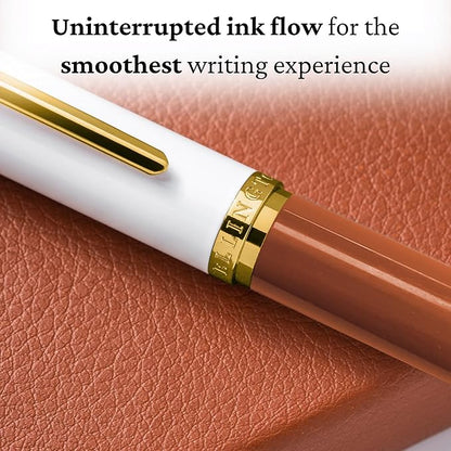 Ellington Pens Luxury Fountain Pen Set- Fountain Pens for Writing - Smooth Fine Nib - Includes Refillable Ink Converter, 3 Ink Cartridges [Black & Blue], Gift Box - Elegant Calligraphy