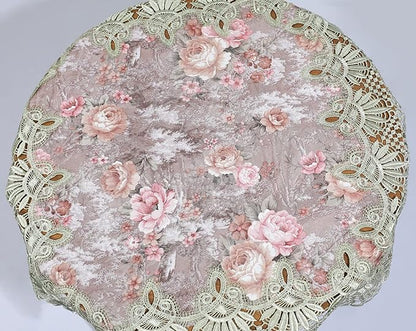 vctops Damask Lace Patchwork Tablecloth Luxury Square Small Table Cover Elegant Floral Embroidered Lace Table Cloth for Party Kitchen Dinning Picnic Decoration (Type E,22"x22")